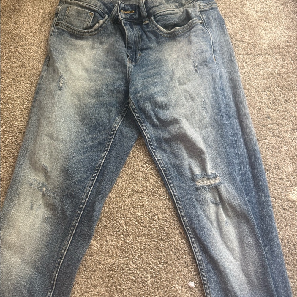 Zara Light Blue Distressed Boyfriend Jeans